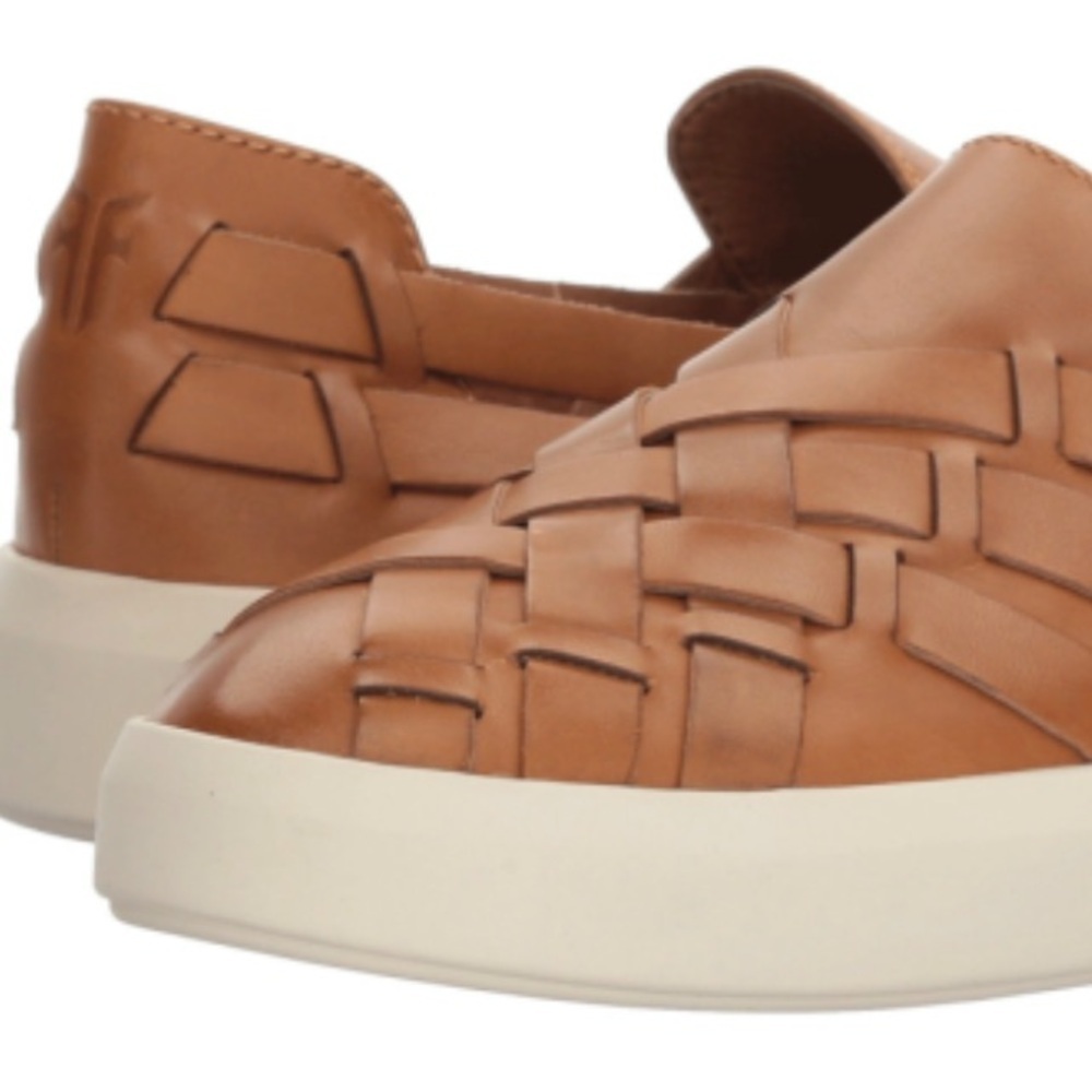 Frye Brea Huarache Woven Sneaker Slip On Loafer Tan Leather Weave Women Sz 7.5 - Picture 15 of 16
